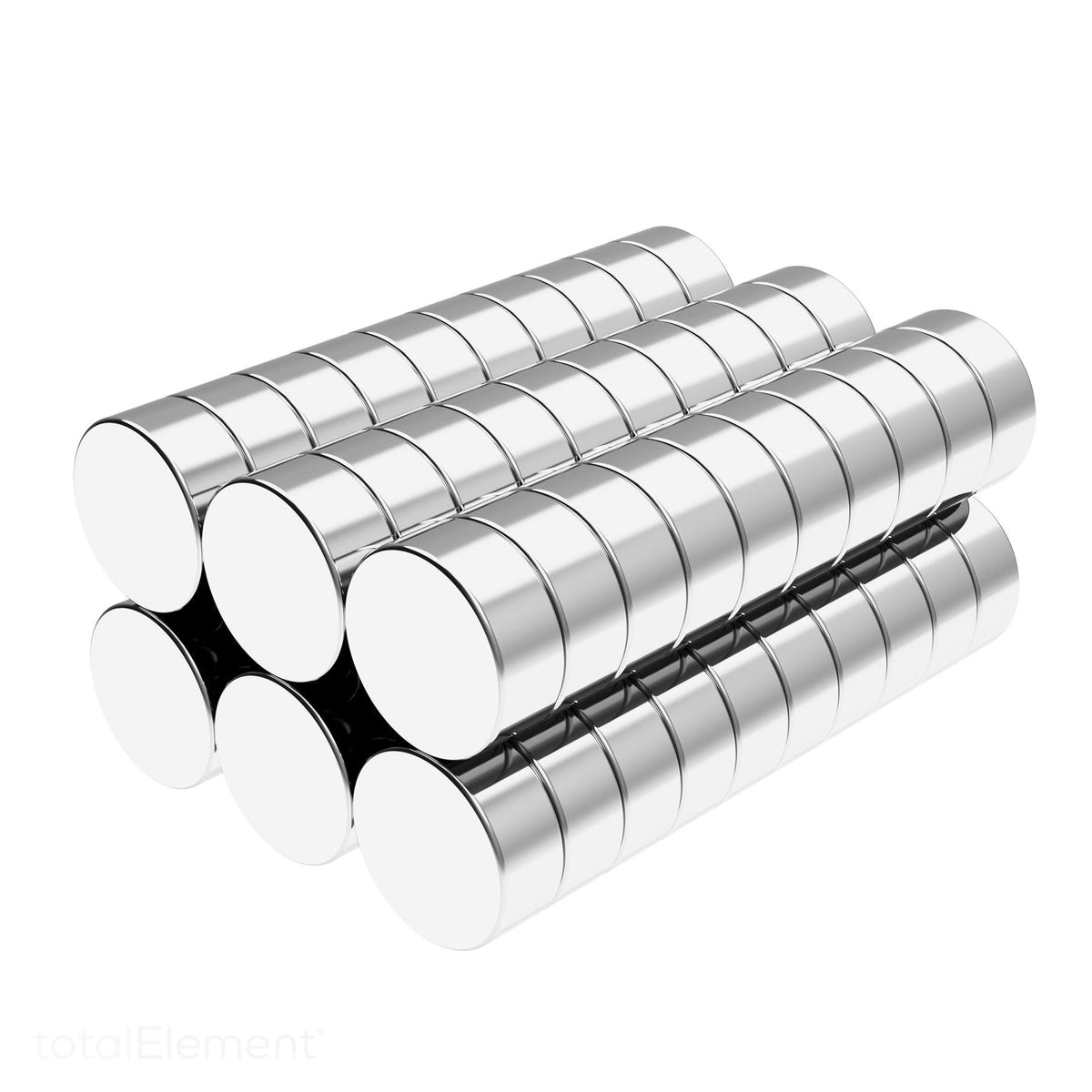 thumbnail image 2 of Apex Magnets 6 Neodymium Cylinder Magnets - 10mm X 10mm, N48 Grade, Nickel Coated 2 of 5