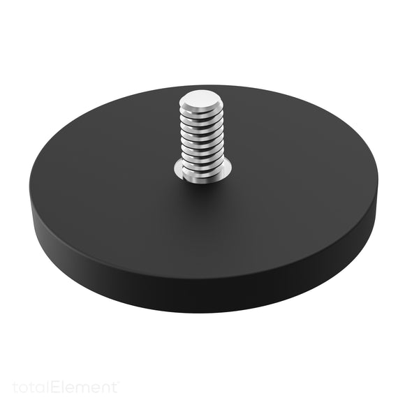 66mm Neodymium Rubber Pot Magnet with Male Threaded Stud N42 (4 Pack)