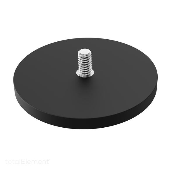 88mm Neodymium Rubber Pot Magnet with Male Threaded Stud N42 (2 Pack)