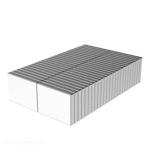 1/2 x 3/8 x 1/16 Inch Neodymium Rare Earth Block Magnets N52 (50 Pack) - totalElement