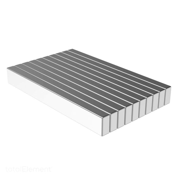 TotalElement N42 Neodymium Bar Magnets – 1/4 X 1/8 Inch (10-Pack) Strong & Silver
