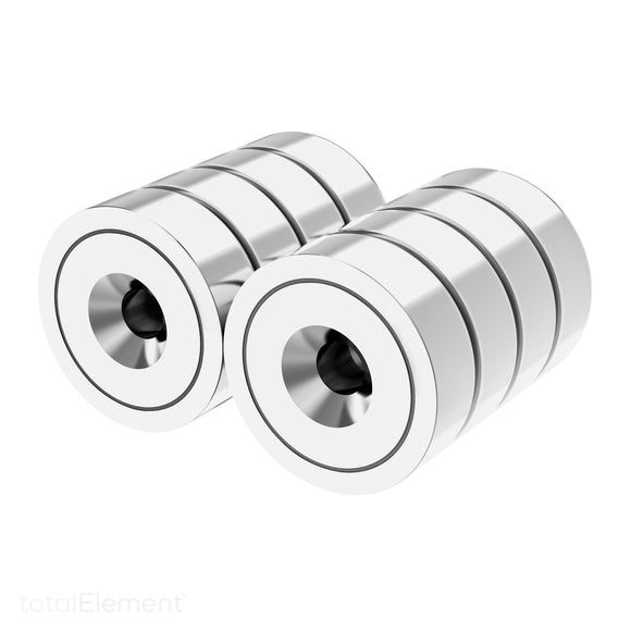 20mm Neodymium Rare Earth Countersunk Cup/Pot Mounting Magnets N52 (8 Pack) - totalElement