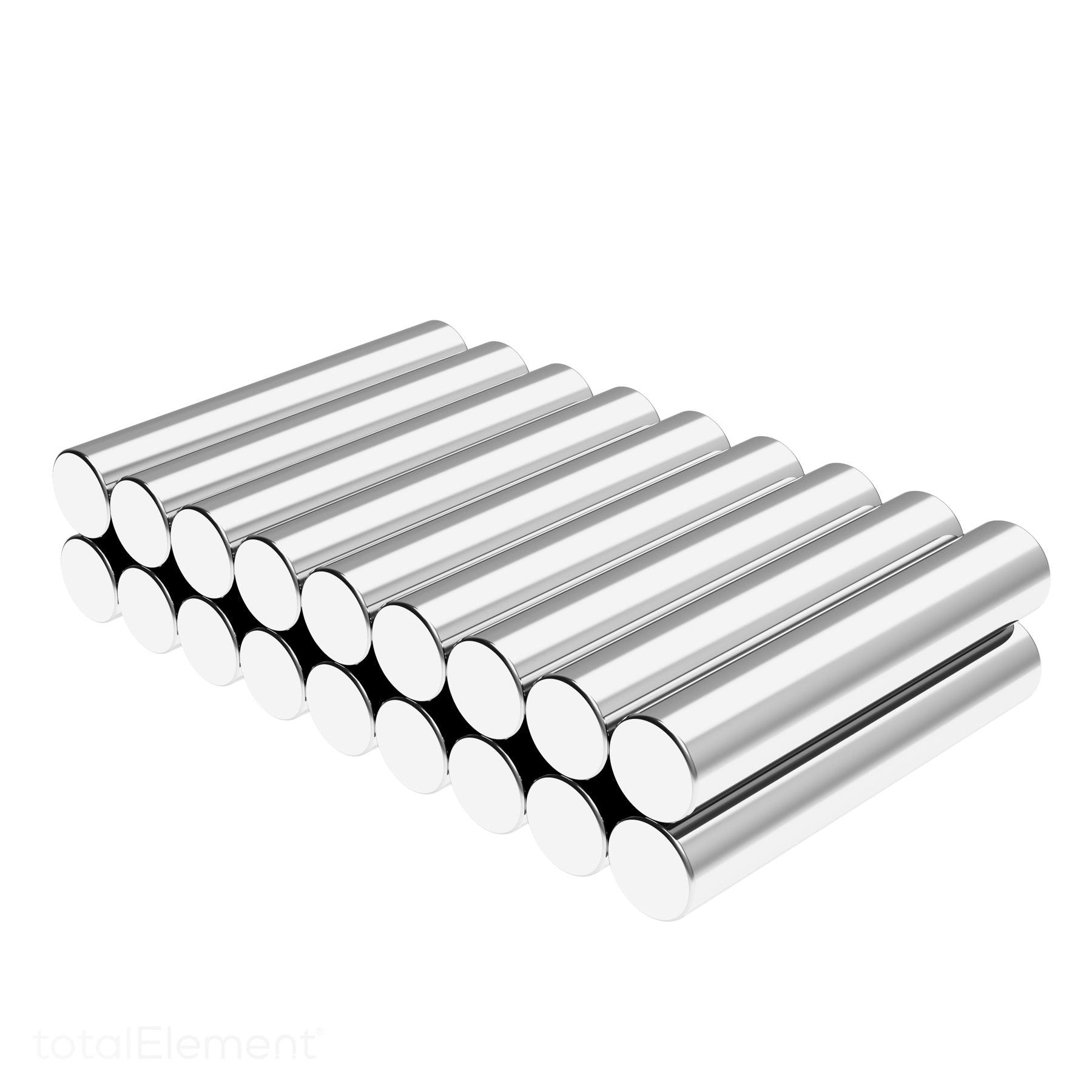 TotalElement N42 Neodymium Cylinder Magnets – 3/16" X 1/2", 42-Pack, Nickel Coated