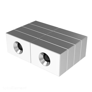 3/4 x 1/2 x 1/4 Inch Neodymium Rare Earth Countersunk Block Magnets N52 (8 Pack) - totalElement