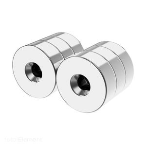 3/4 x 1/4 Inch Neodymium Rare Earth Countersunk Ring Magnets N52 (6 Pack) - totalElement