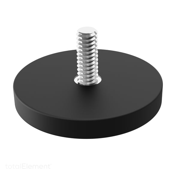 43mm Neodymium Rubber Pot Magnet with Male Threaded Stud N52 (8 Pack) - totalElement