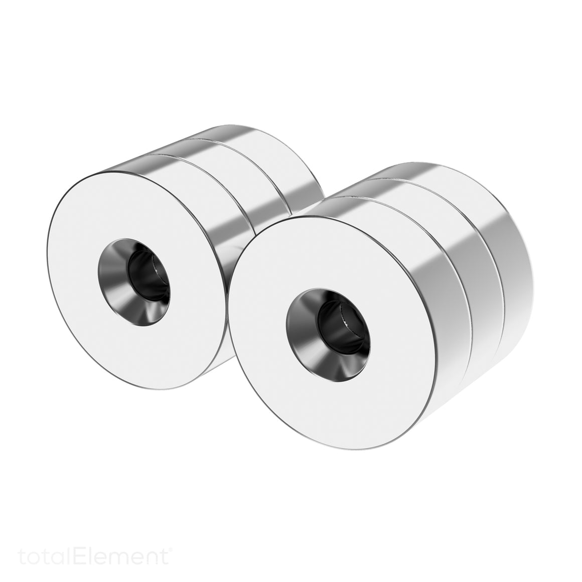 TotalElement N52 Neodymium Countersunk Ring Magnets - 1 X 1/8 Inch (8 Pack) Strong Rare Earth