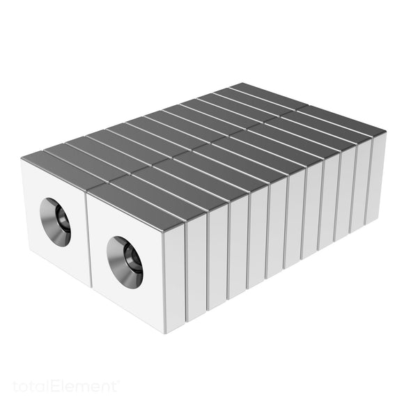 1/2 x 1/2 x 1/8 Inch Neodymium Rare Earth Countersunk Block Magnets N52 (24 Pack) - totalElement