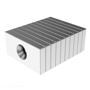 1 x 1/2 x 1/8 Inch Neodymium Rare Earth Single Countersunk Block Magnets N52 (10 Pack) - totalElement