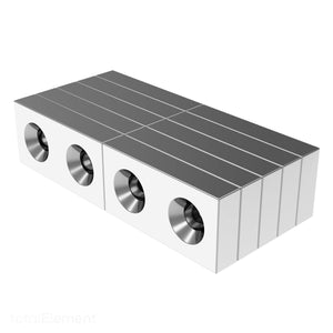 1 x 1/2 x 3/16 Inch Neodymium Rare Earth Countersunk Block Magnets N52 (10 Pack) - totalElement