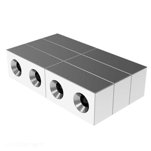 1 x 1/2 x 3/8 Inch Neodymium Rare Earth Countersunk Block Magnets N52 (6 Pack) - totalElement