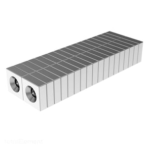 3/8 x 3/8 x 1/8 Inch Neodymium Rare Earth Countersunk Block Magnets N52 (36 Pack) - totalElement