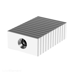 1 x 1/2 x 1/8 Inch Neodymium Rare Earth Countersunk Block Magnets N42 (12 Pack)