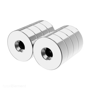 3/4 x 1/4 Inch Neodymium Rare Earth Countersunk Ring Magnets N42 (8 Pack)