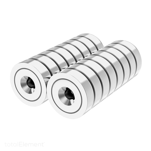 16mm Neodymium Rare Earth Countersunk Cup/Pot Mounting Magnets N42 (16 Pack)