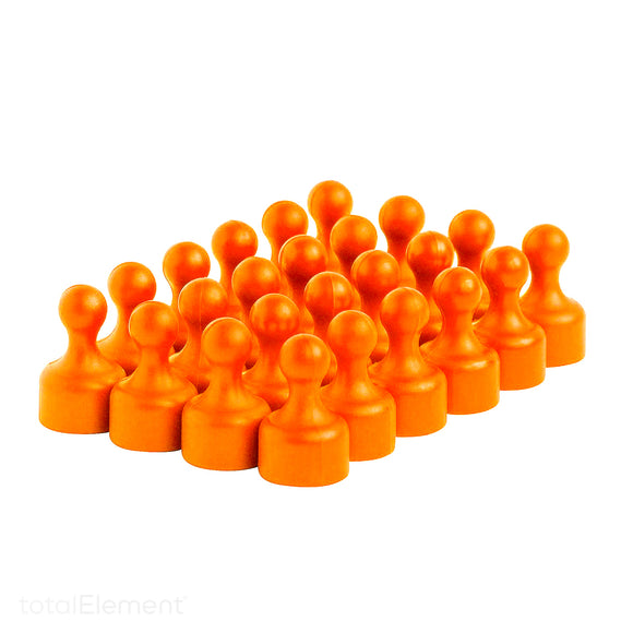 Strong Heavy-Duty Orange Plastic Magnetic Push Pins (24 Pack) - totalElement